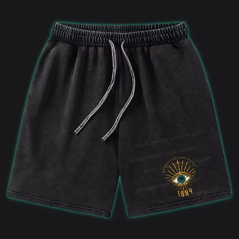 Designed The Eye Of Past And Future Washed Shorts