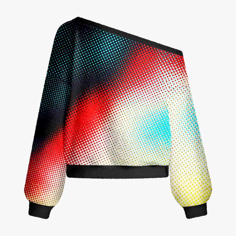Soulisfree  A Future Painted In Light Fuzzy Off-Shoulder Sweater