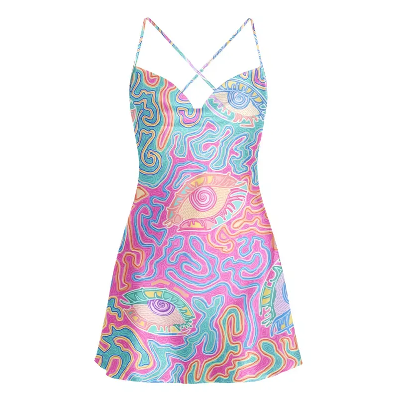 Soulisfree Chromatic Mind Cowl Neck Satin Mini Dress