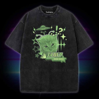 SoulisfreeGlorp Alien Cat Meme Washed Tee