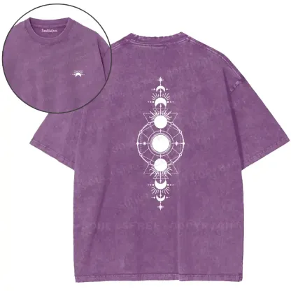 Solar-Lunar Geometric Mandala Washed T-shirt