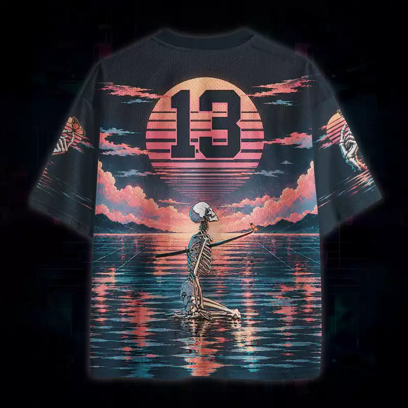 Soulisfree Sunset Skeleton & Butterfly Mesh Jersey