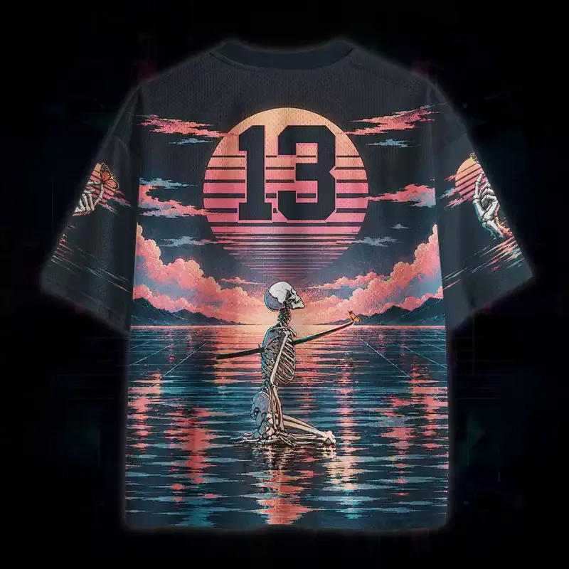 Soulisfree Sunset Skeleton & Butterfly Mesh Jersey