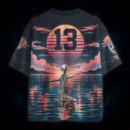 Soulisfree Sunset Skeleton & Butterfly Mesh Jersey