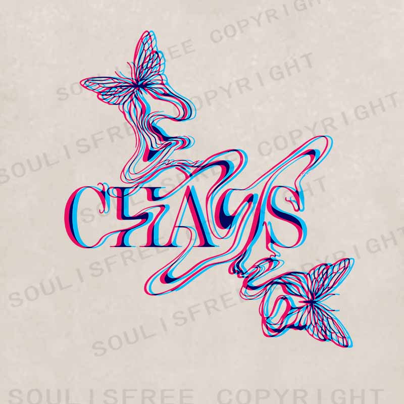 Soulisfree Chaos Butterfly Glitch Aesthetic Washed Hoodie