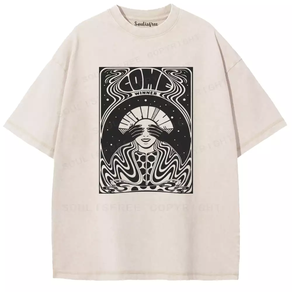 Crimson Veiled Visage Ritual Washed T-shirt