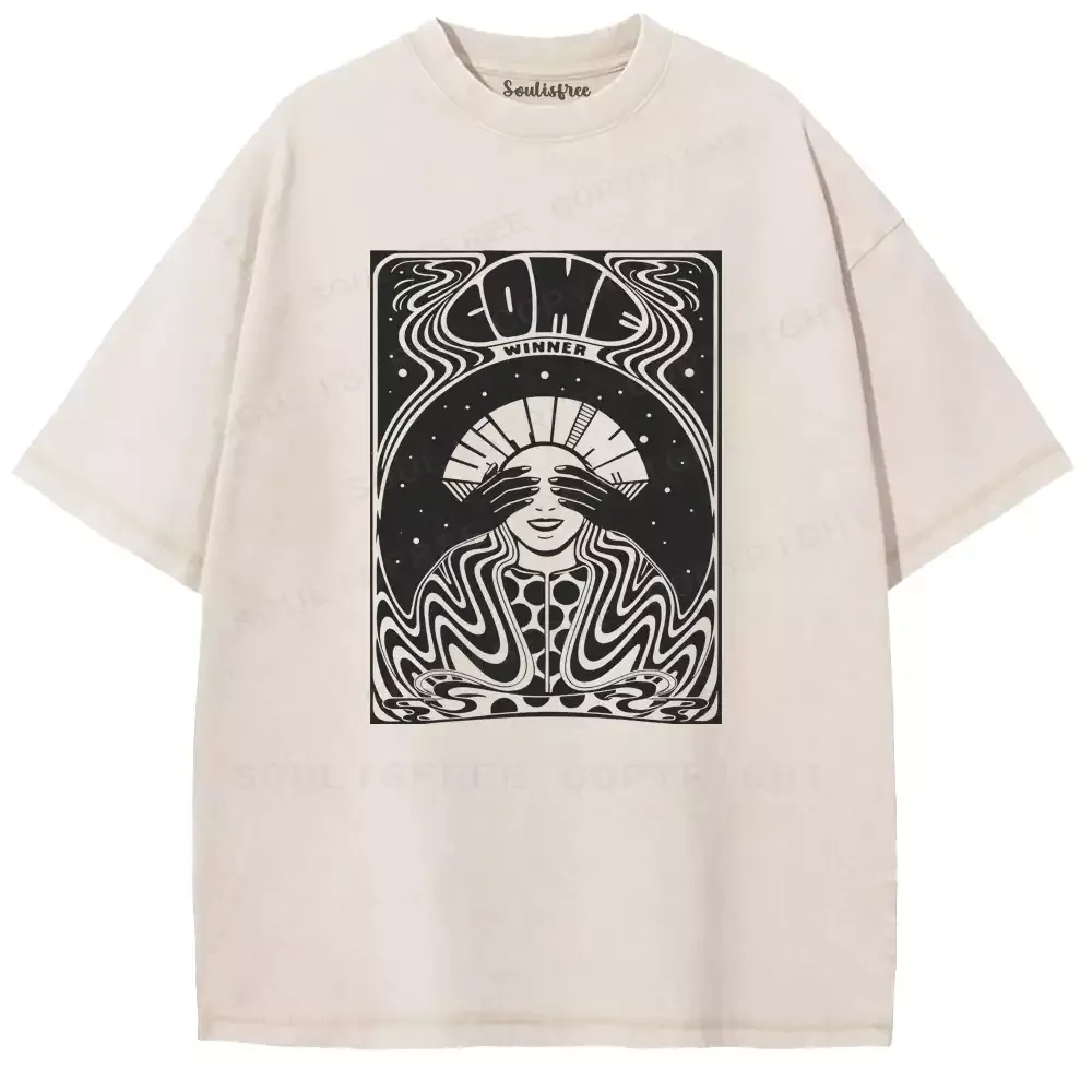 Crimson Veiled Visage Ritual Washed T-shirt