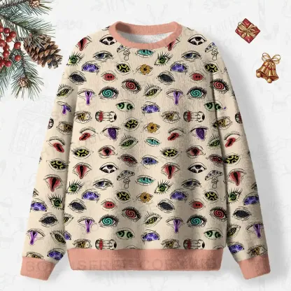 The Psychedelic Eyes Of All Beings Ugly Christmas Knit Sweatshirt
