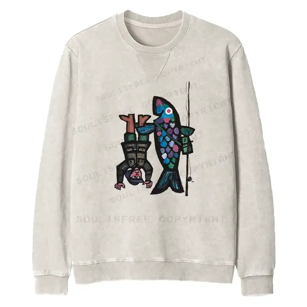 Fishing For Man's Fish Fit Washed Sweatshirt