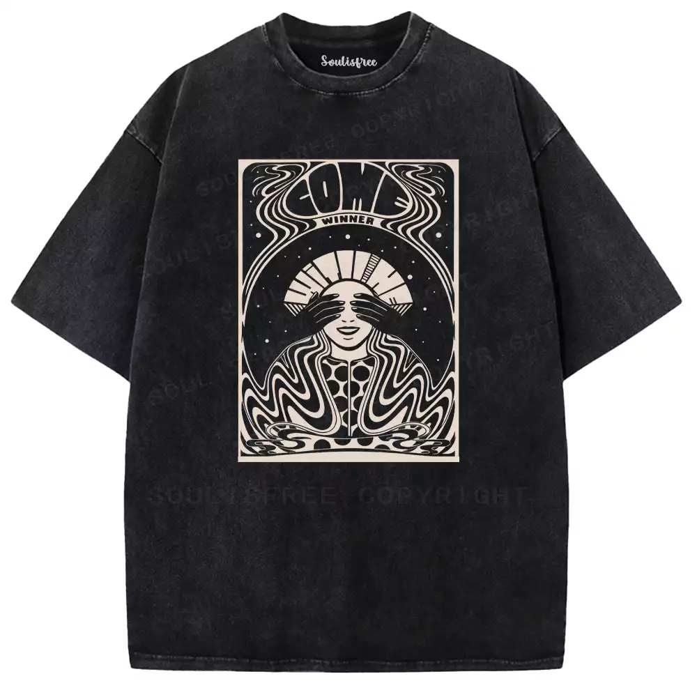 Crimson Veiled Visage Ritual Washed T-shirt