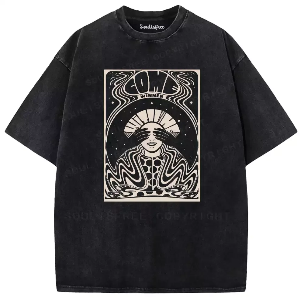 Crimson Veiled Visage Ritual Washed T-shirt