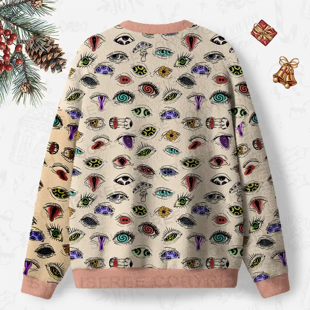 The Psychedelic Eyes Of All Beings Ugly Christmas Knit Sweatshirt