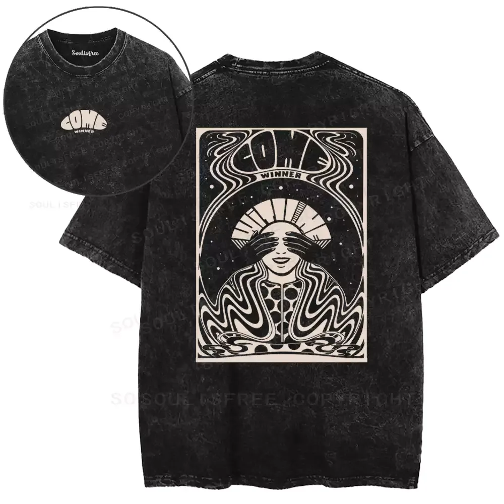 Crimson Veiled Visage Ritual Washed T-shirt