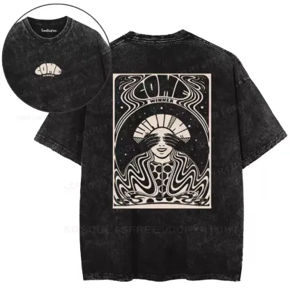 Crimson Veiled Visage Ritual Washed T-shirt