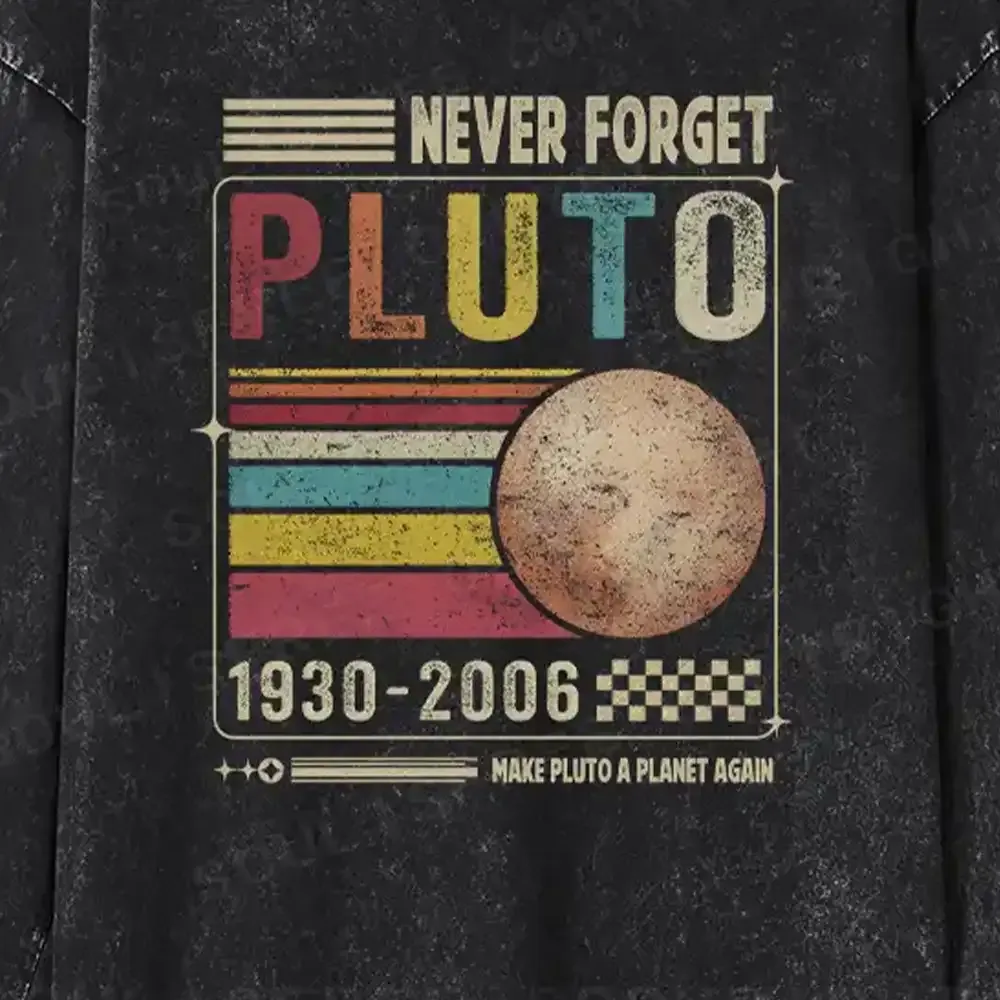 Never Forget Pluto Washed Long Sleeve Shirt