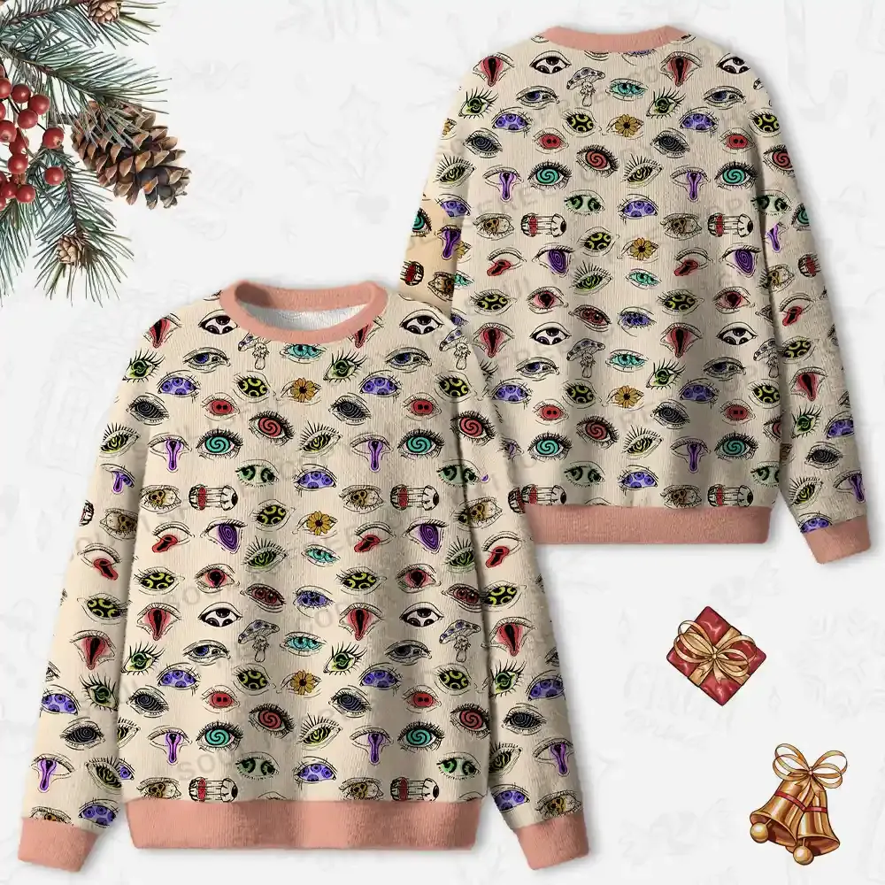 The Psychedelic Eyes Of All Beings Ugly Christmas Knit Sweatshirt