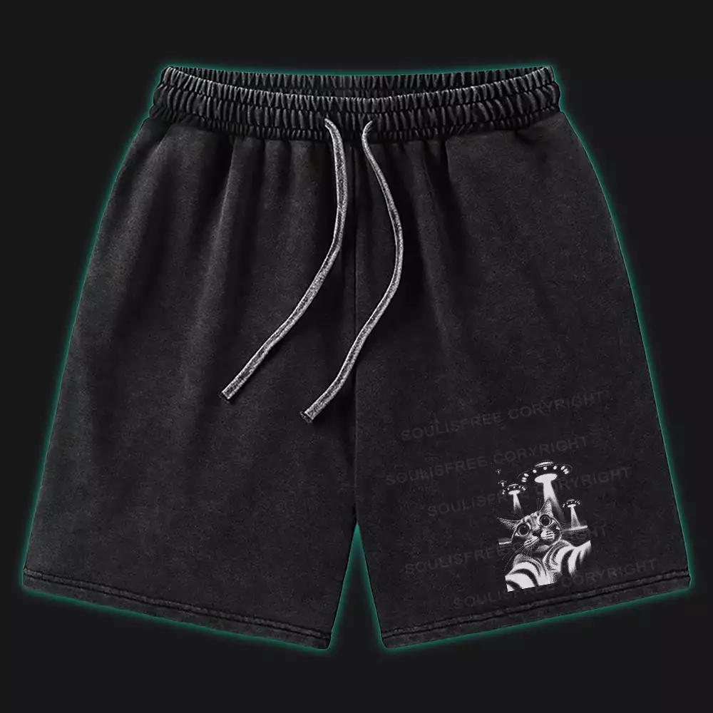 They Come For Cat Washed Shorts