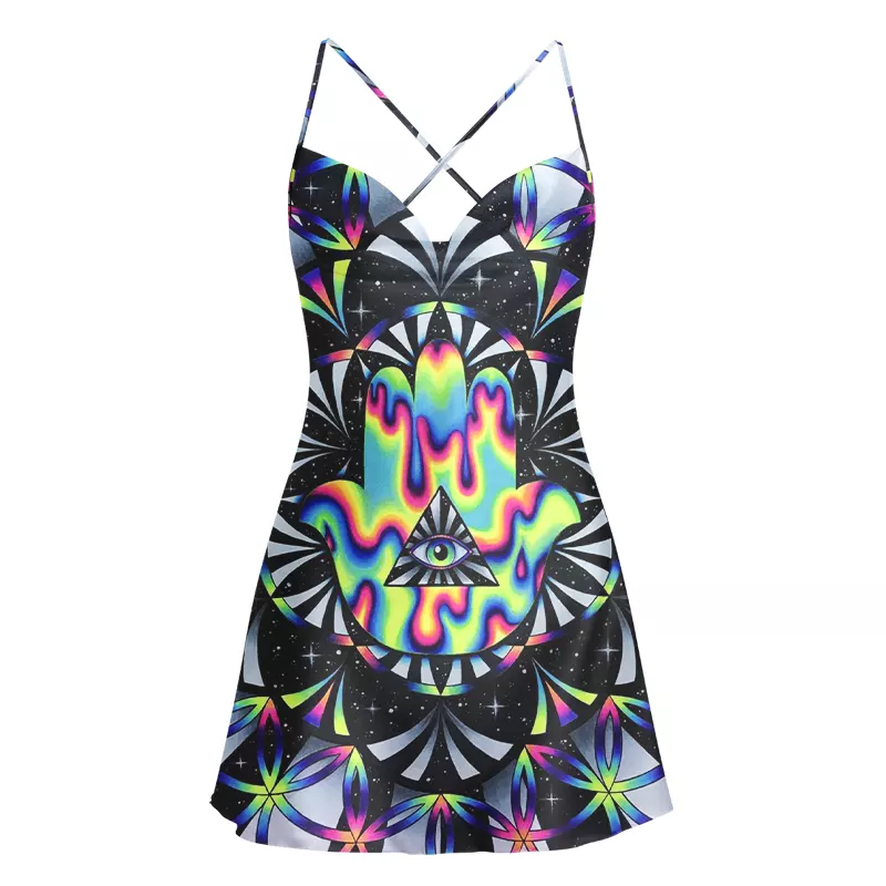 Soulisfree Psy Portal  Cowl Neck Satin Mini Dress