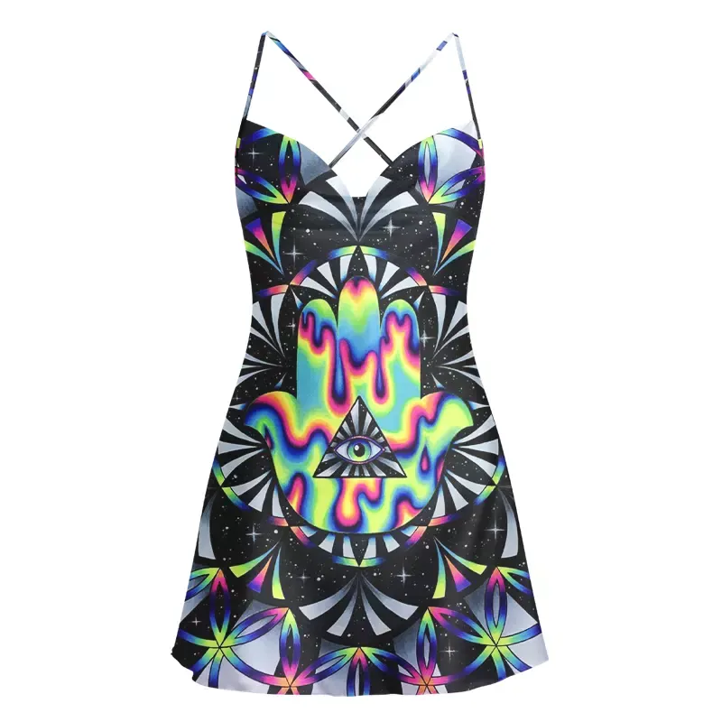 Soulisfree Psy Portal Cowl Neck Satin Mini Dress