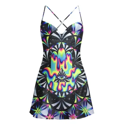 Soulisfree Psy Portal  Cowl Neck Satin Mini Dress