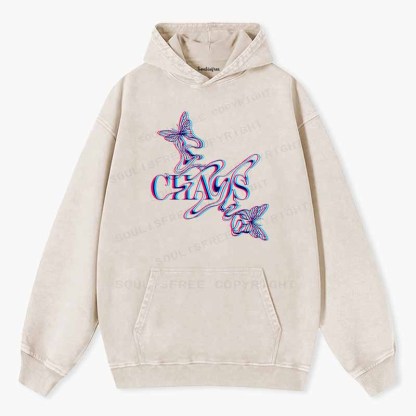 Soulisfree Chaos Butterfly Glitch Aesthetic Washed Hoodie