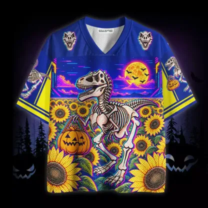 Soulisfree Pumpkin Bucket Dinosaur Skeleton Mesh Jersey