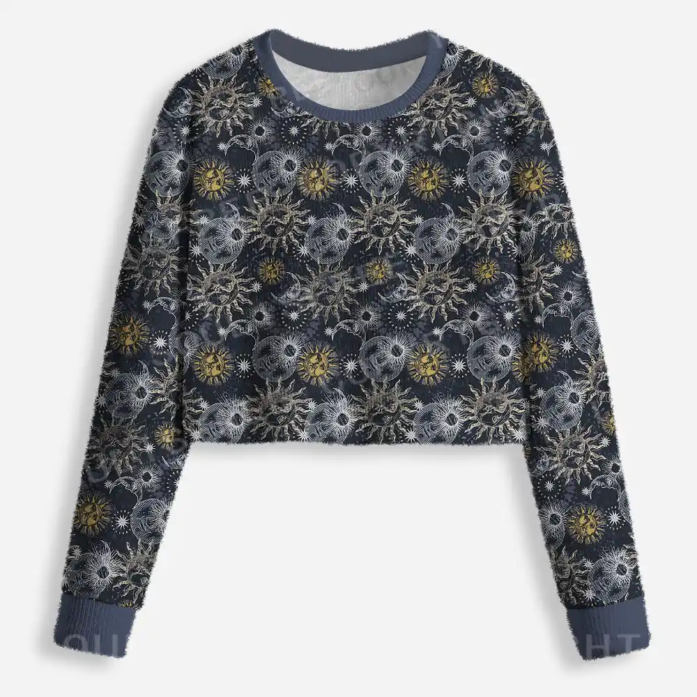 Celestial Awakening Cropped Ugly Christmas Sweater