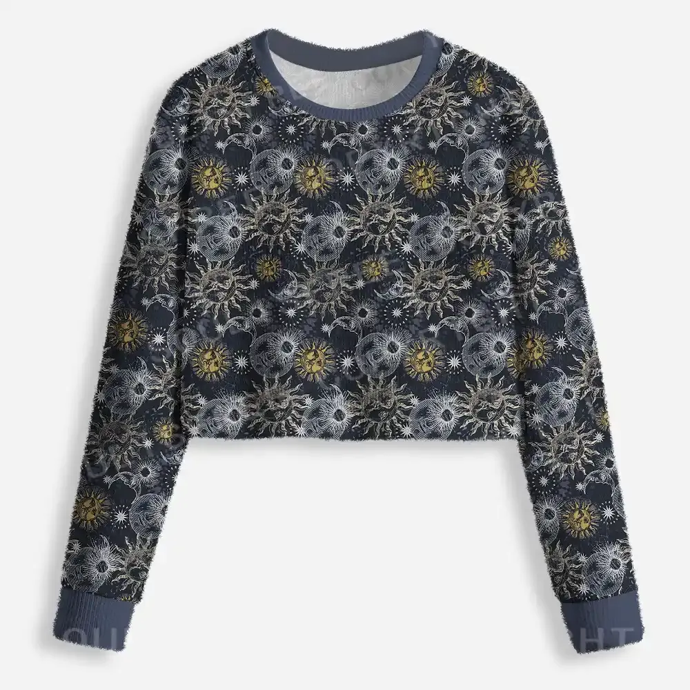 Celestial Awakening Cropped Ugly Christmas Sweater