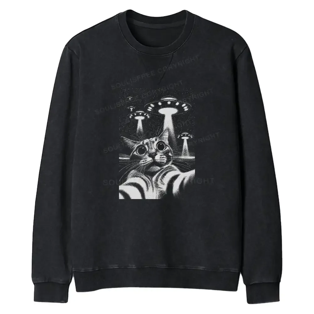 Designed They Come For Cat Regular Fit Washed Sweatshirt