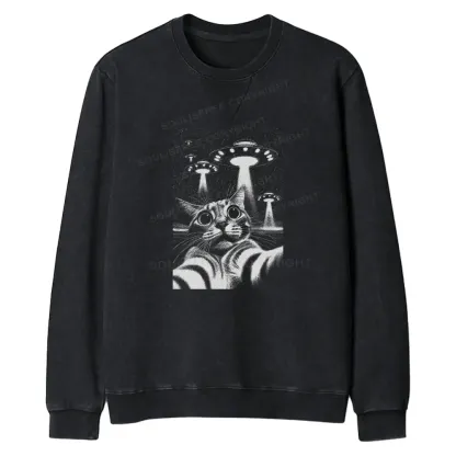 They Come For Cat Regular Fit Washed Sweatshirt