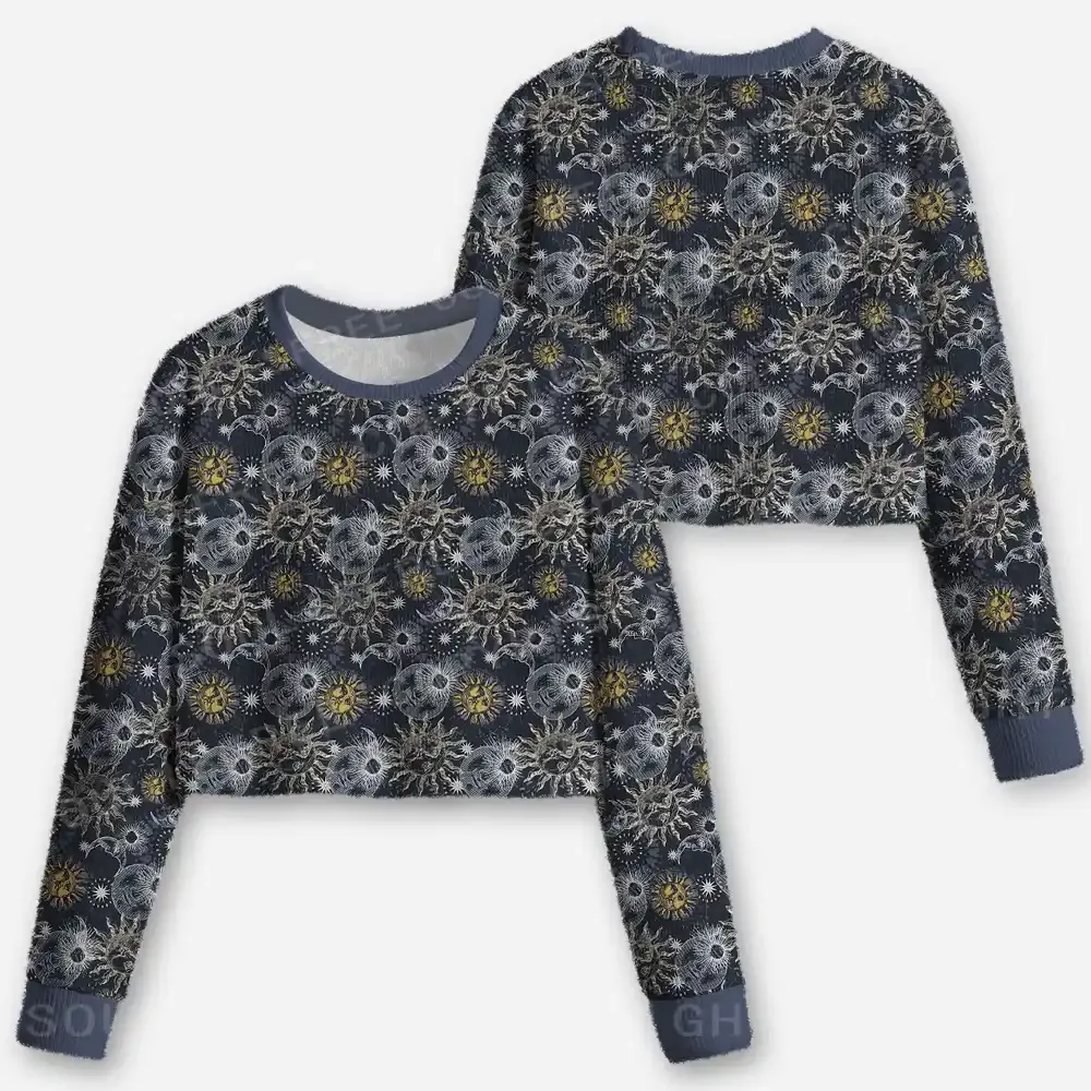 Celestial Awakening Cropped Ugly Christmas Sweater