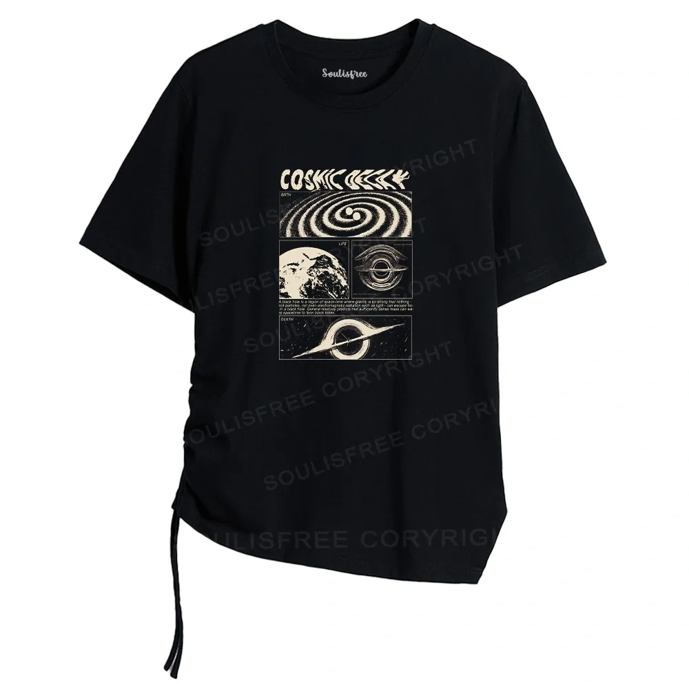 Designed Universe Collapse Asymmetrical Top With Side Drawstring