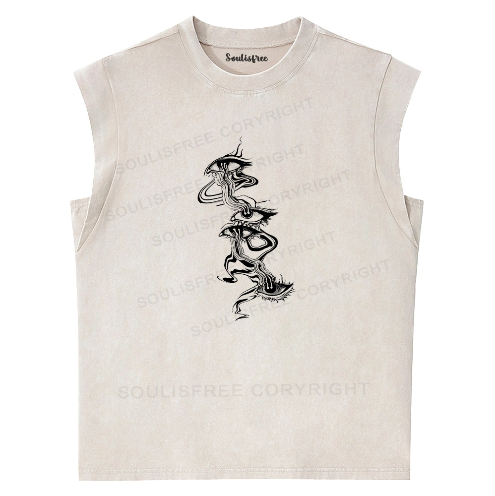 Psychedelic Eyes Washed Tank Tops