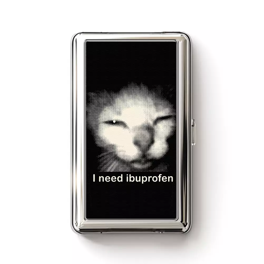 Soulisfree Tired Cat Humor Metal Pocket Case
