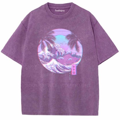 Soulisfree Hokusai Fuji Sunset Washed Tee
