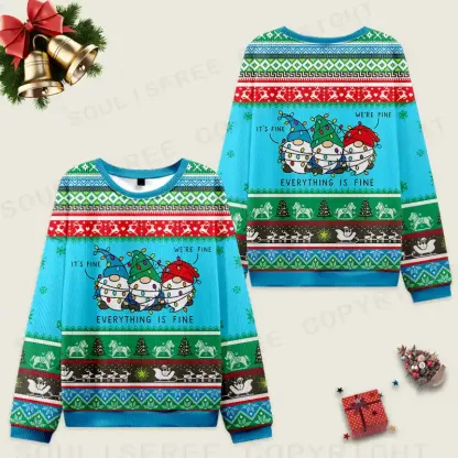 Everything Is Fine Ugly Christmas Knit Sweatshirt
