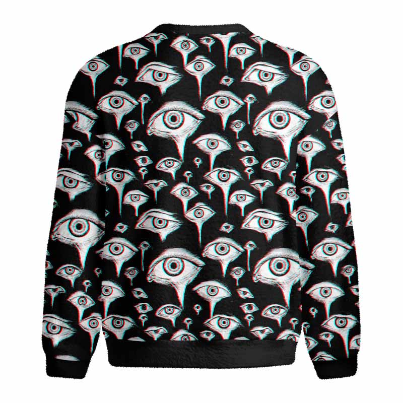 Soulisfree EYES EVERYWHERE  Fuzzy Crewneck Sweater