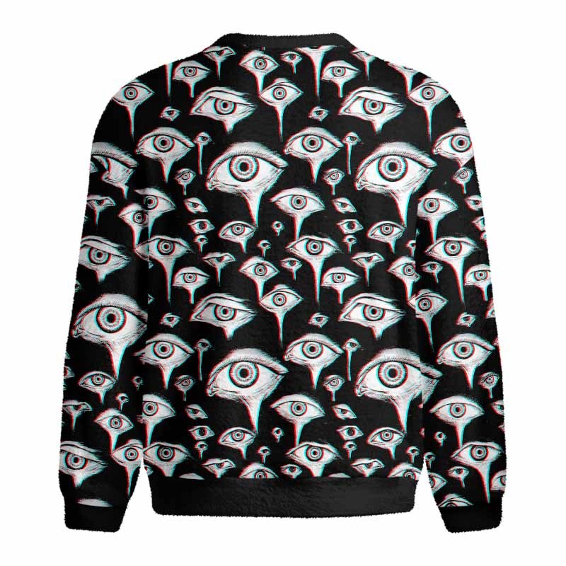 Soulisfree EYES EVERYWHERE  Fuzzy Crewneck Sweater