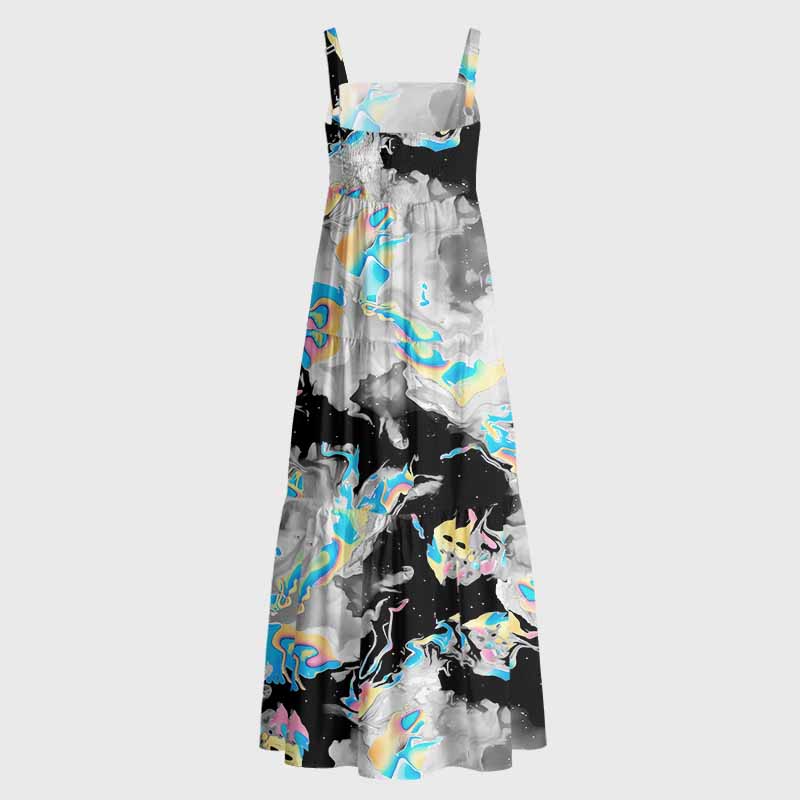 Soulisfree Cyber Iridescent Fluid Boho Maxi Dress
