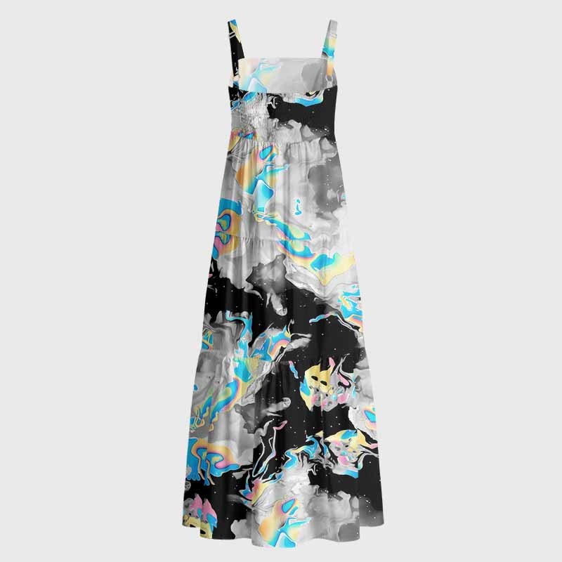 Soulisfree Cyber Iridescent Fluid Boho Maxi Dress