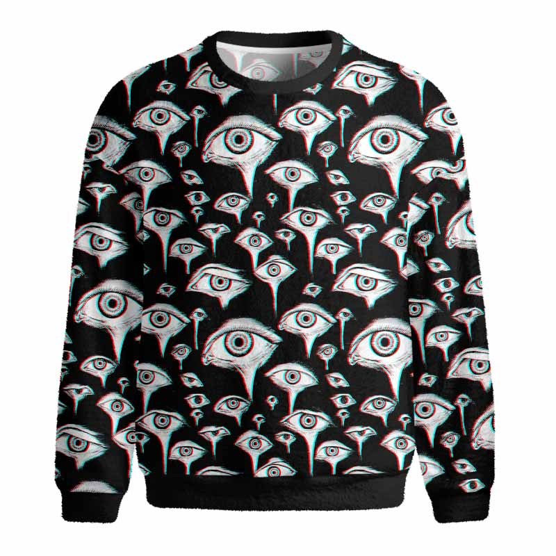 Soulisfree EYES EVERYWHERE Fuzzy Crewneck Sweater