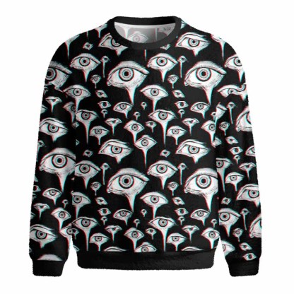 Soulisfree EYES EVERYWHERE  Fuzzy Crewneck Sweater