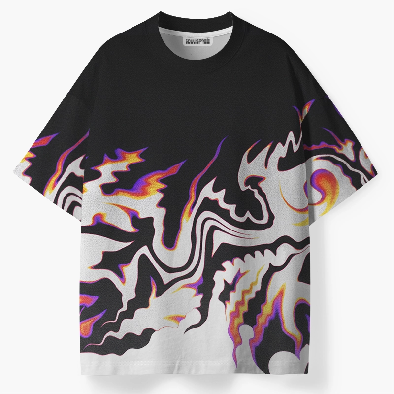 Soulisfree Neon Lava Swirl Split ECO‑PERF Graphic Tee