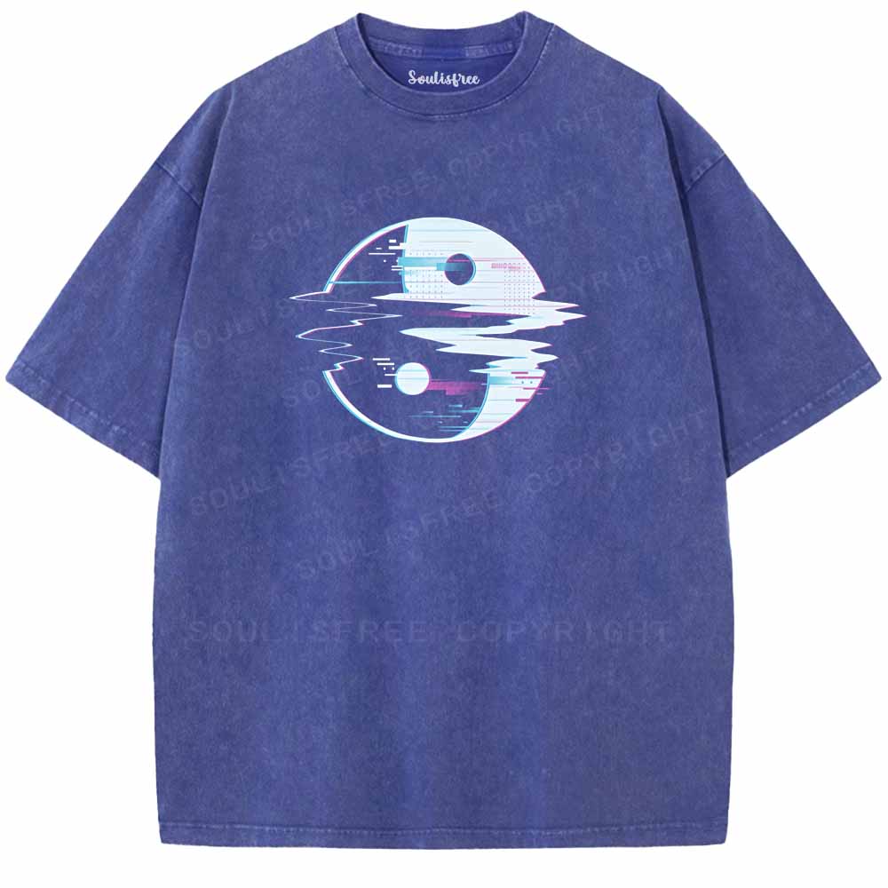 Soulisfree Glitch Yin Yang symbol Washed Tee