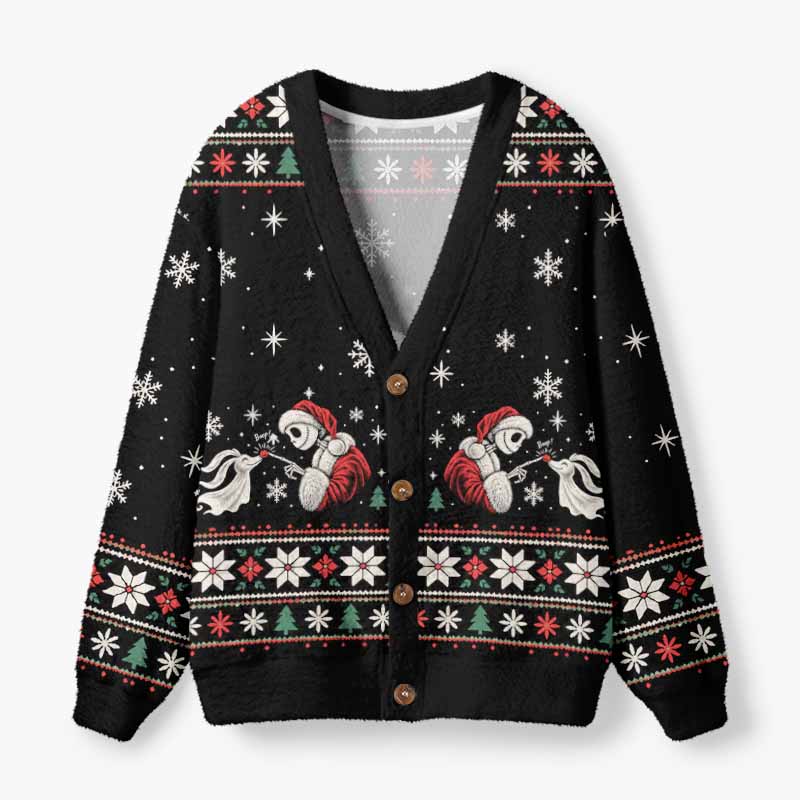 Soulisfree Nightmare Christmas Fuzzy Cardigan Sweater