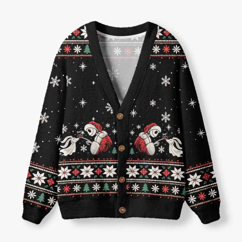 Soulisfree Nightmare Christmas Fuzzy Cardigan Sweater