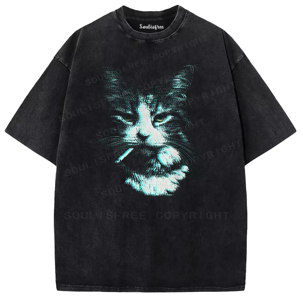 Soulisfree Nicotine Nine Lives Washed Tee