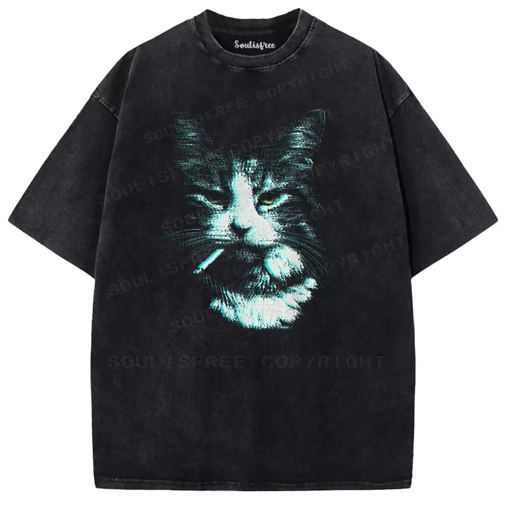 Soulisfree Nicotine Nine Lives Washed Tee