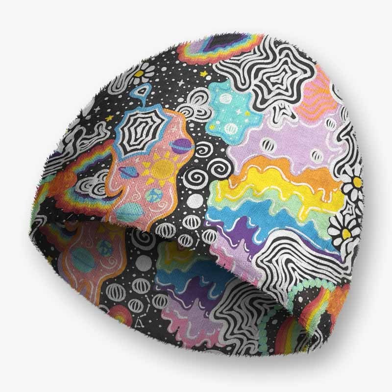 Soulisfree Psychedelic Vortex Collage Fuzzy Beanie