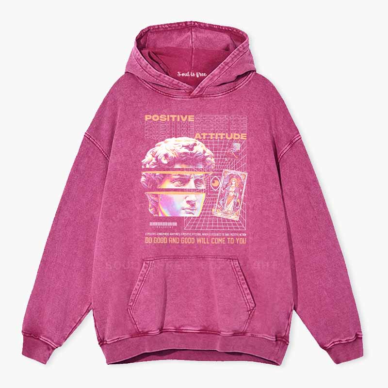 Soulisfree Positive Attitude  Washed Hoodie